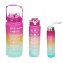 Plastic Water Bottle Portable 2L Outdoor Drinkware Durable Triple Sports Bottles Hot Sell 3 in 1 Set Travel American Style Pp/pc