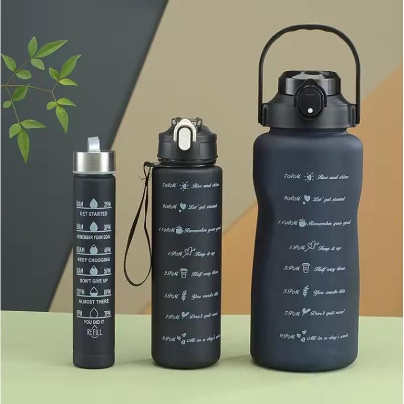 Plastic Water Bottle Portable 2L Outdoor Drinkware Durable Triple Sports Bottles Hot Sell 3 in 1 Set Travel American Style Pp/pc