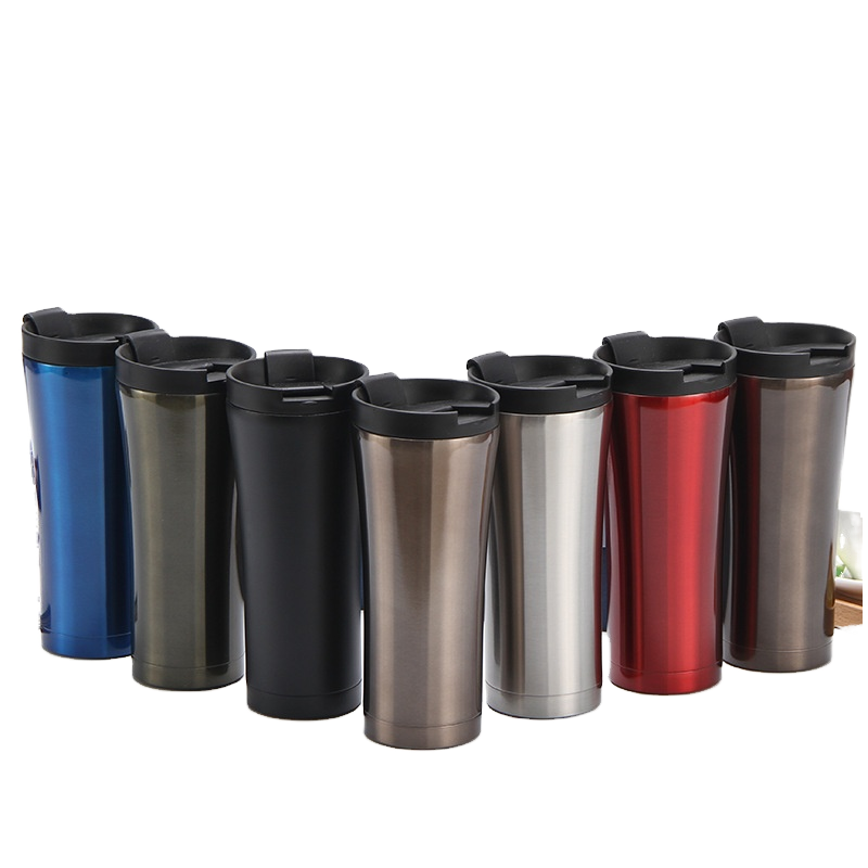 Modern Stainless Steel Mug with Double Wall Structure Reusable with Straw and Lid for Travel Back to School or As a Gift