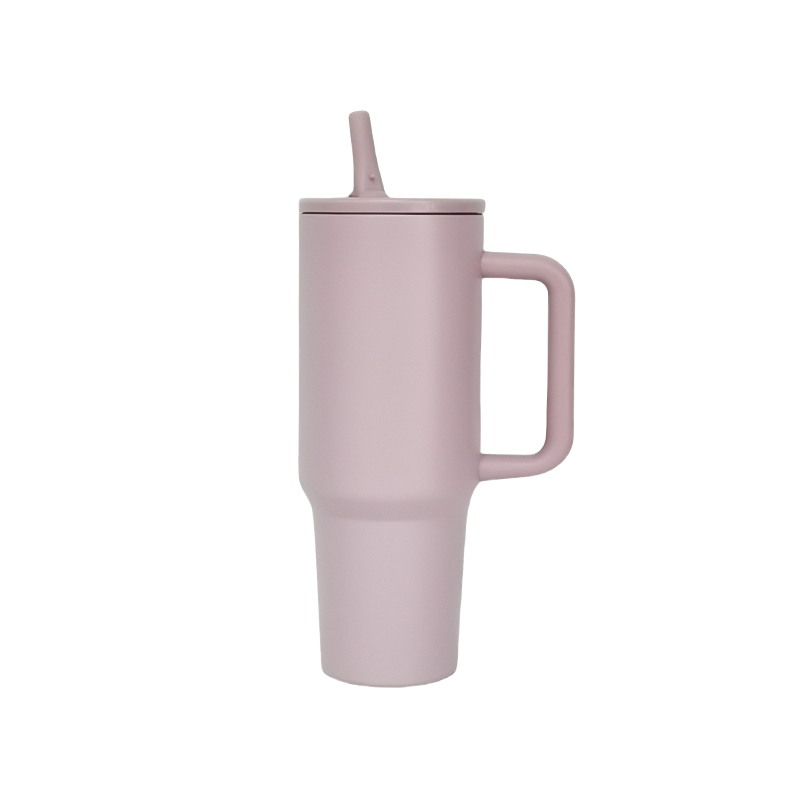 Wholesale Customizable 40oz Vacuum Insulated Cup Traveler Stainless Steel Tumbler with Handle and Flip Straw Lid