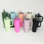 Wholesale Customizable 40oz Vacuum Insulated Cup Traveler Stainless Steel Tumbler with Handle and Flip Straw Lid