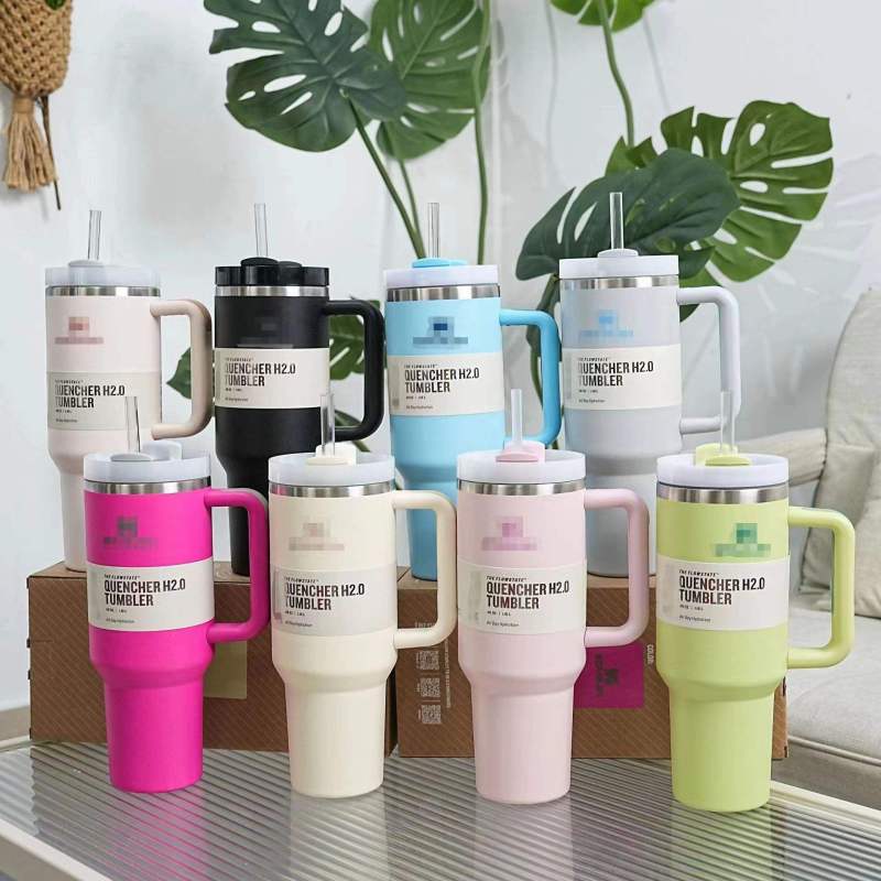 Vacuum Insulated Tumbler Hot Promotional 40oz Tumbler Custom Logo Stainless Steel with Handle Straw for Travel Sport Camping