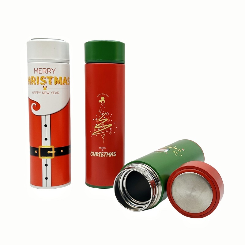 New Design Tea Thermos Straight Water Bottle with Infuser 500ml 304 Stainless Steel Tumbler Insulated Christmas Camping Normal
