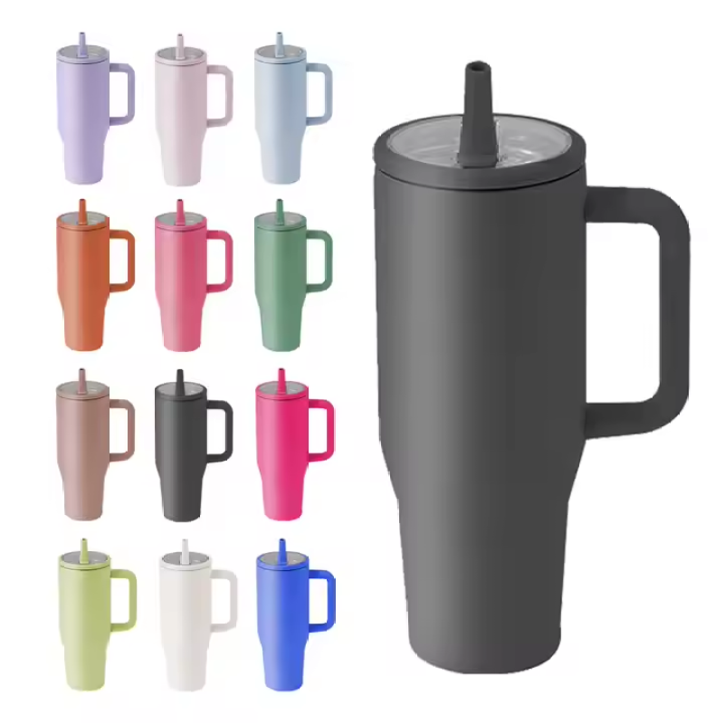 Wholesale Travel Cup Large Capacity Coffee Mug Double Wall Vacuum Insulated Cup 40oz 40 oz Tumbler with Lid Handle and Straw