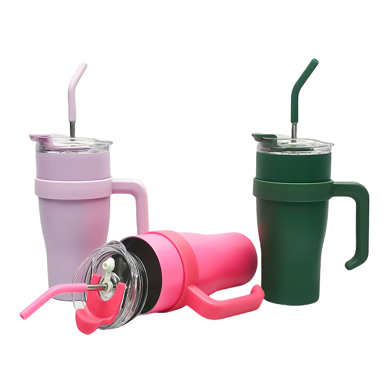 Wholesale Custom Blank Double Vacuum Tumbler 30oz 40oz Outdoor Water Bottle Travel Coffee Mug with Handle Lids Straw