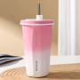 Custom Logo/color Stainless Steel Coffee Thermos Cup Double Walled Magnet Lid Coffee Tumbler Mug Water Bottle with Straw
