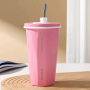 Custom Logo/color Stainless Steel Coffee Thermos Cup Double Walled Magnet Lid Coffee Tumbler Mug Water Bottle with Straw