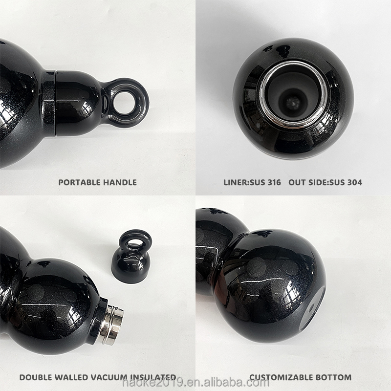 Portable 600ml Gourd Water Bottle Durable Monkey King Design Large Capacity for Camping and Food Usage with Strap