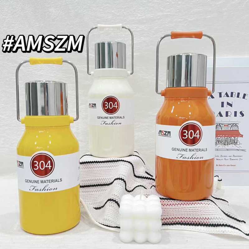 AMSZM  800/1000ml Portable Stainless Steel Vacuum Cup Large Capacity Tumbler Hand Tea Strainer for Camping Sports Water Bottle