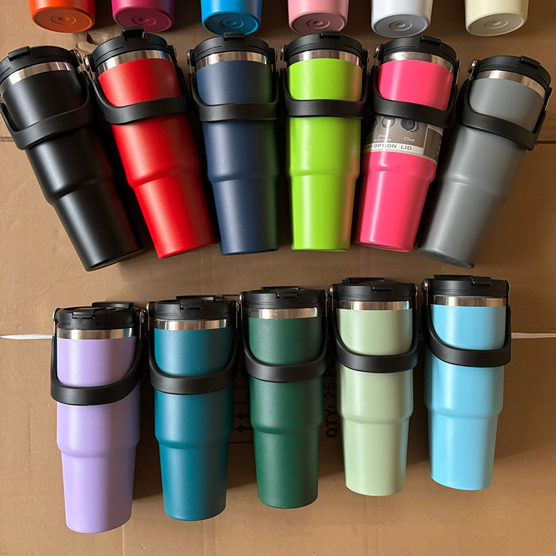 Portable Large Capacity Adventure Quench 30 oz Tumbler Double Walled Stainless Steel Metal Vacuum 30oz Stan Cup With Handle Lid