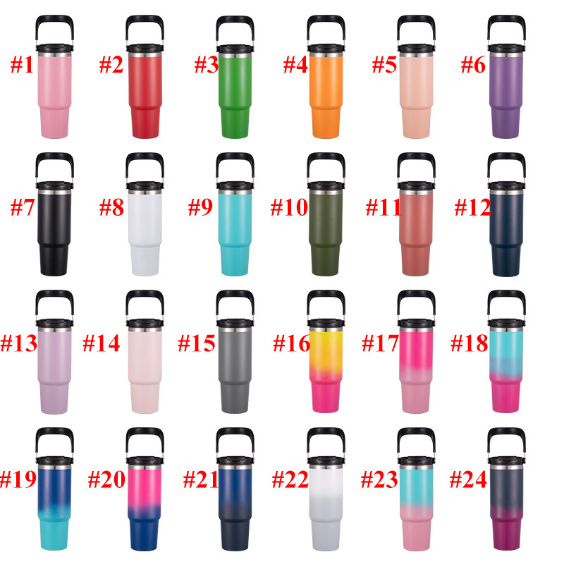 Portable Large Capacity Adventure Quench 30 oz Tumbler Double Walled Stainless Steel Metal Vacuum 30oz Stan Cup With Handle Lid