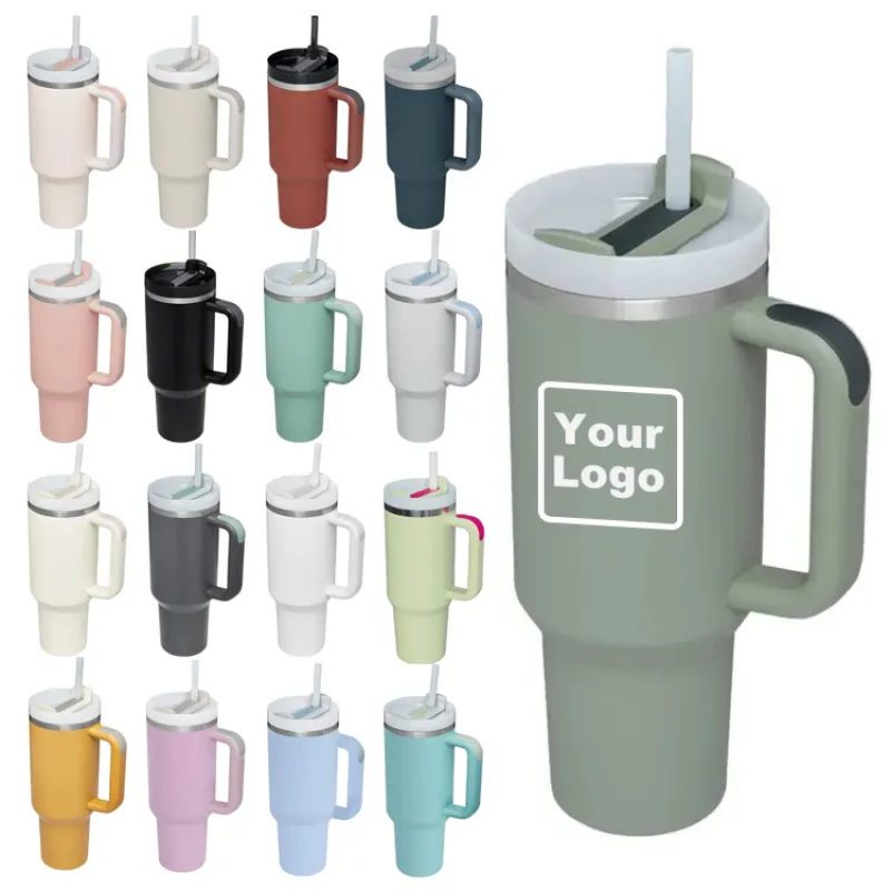 Wholesale Custom Logo 40oz Vacuum Insulated Thermoses Tumblers with Handle Insulated Coffee Mug 304 Stainless Steel Travel Mug