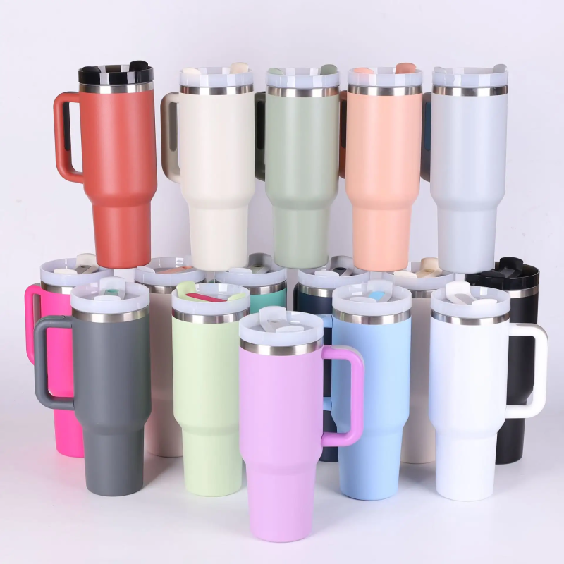 Wholesale Custom Logo 40oz Vacuum Insulated Thermoses Tumblers with Handle Insulated Coffee Mug 304 Stainless Steel Travel Mug