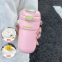 Student Double Drink Portable Cup Direct Drink Water Bottle with Straw 480ml Stainless Steel Coffee Mug Thermos Cup for Girls