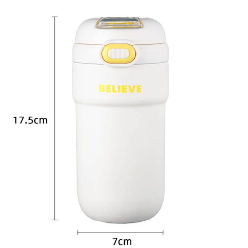 Student Double Drink Portable Cup Direct Drink Water Bottle with Straw 480ml Stainless Steel Coffee Mug Thermos Cup for Girls