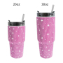 Studded Diamond Cup 20 30 oz Glitter Stainless Steel Water Bottle with Lid and Straw Bling Decorated Tumbler