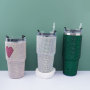 Studded Diamond Cup 20 30 oz Glitter Stainless Steel Water Bottle with Lid and Straw Bling Decorated Tumbler