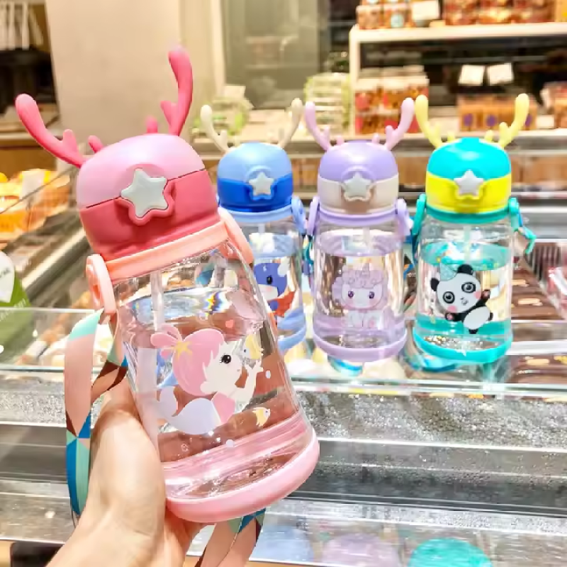 Wholesale BPA Free Water Bottle Cute Cartoon Kids Strap Cup Convenient Sport Style for Kindergarten and Primary School Students