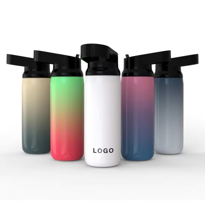 Promotional Custom Water Bottle Single Wall Stainless Steel Metal Sports Water Bottle with Handle