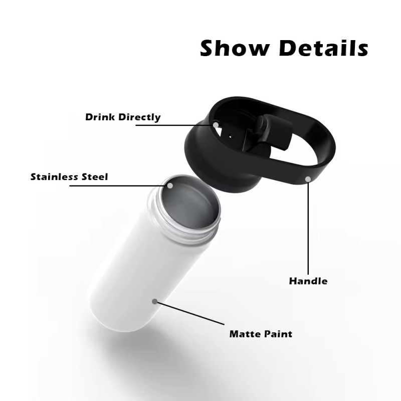 Promotional Custom Water Bottle Single Wall Stainless Steel Metal Sports Water Bottle with Handle