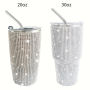 Popular Rhinestone Mug Studded Diamond Cup 20oz 30 Oz Glitter Stainless Steel Water Bottle With Lid and Straw Bling Tumbler