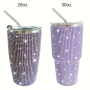 Popular Rhinestone Mug Studded Diamond Cup 20oz 30 Oz Glitter Stainless Steel Water Bottle With Lid and Straw Bling Tumbler