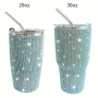 Popular Rhinestone Mug Studded Diamond Cup 20oz 30 Oz Glitter Stainless Steel Water Bottle With Lid and Straw Bling Tumbler
