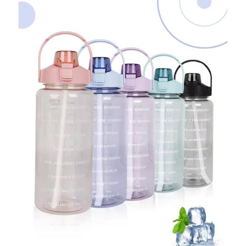 New Arrival Large Capacity 2L Plastic Sport Water Jug with Straw Bottle Recyclable Food Grade Cola Cup