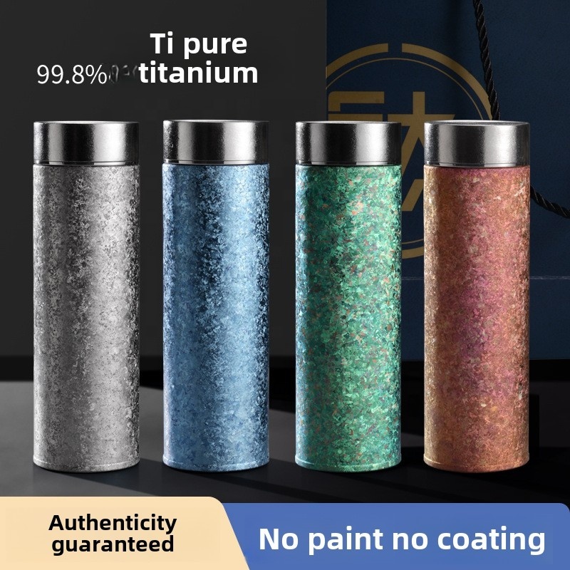 Business Gifts Titanium Vacuum Insulated Office Cup with Snowflake Design Metal Cup