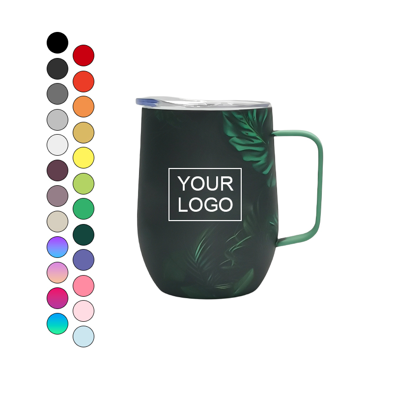Wholesale Custom Logo 120Z Powder Coated Insulated Stainless Steel Egg Shaped Coffee Mugs With PP Food Grade Lid