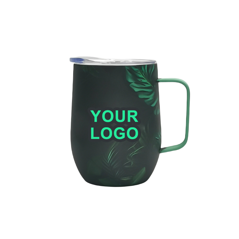Wholesale Custom Logo 120Z Powder Coated Insulated Stainless Steel Egg Shaped Coffee Mugs With PP Food Grade Lid