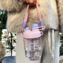 Wholesale High Quality Plastic Coffee Cup Portable Handle Cute Drinking Cup Creative Kids Water Bottle With Infuser and Straw