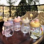 Wholesale High Quality Plastic Coffee Cup Portable Handle Cute Drinking Cup Creative Kids Water Bottle With Infuser and Straw