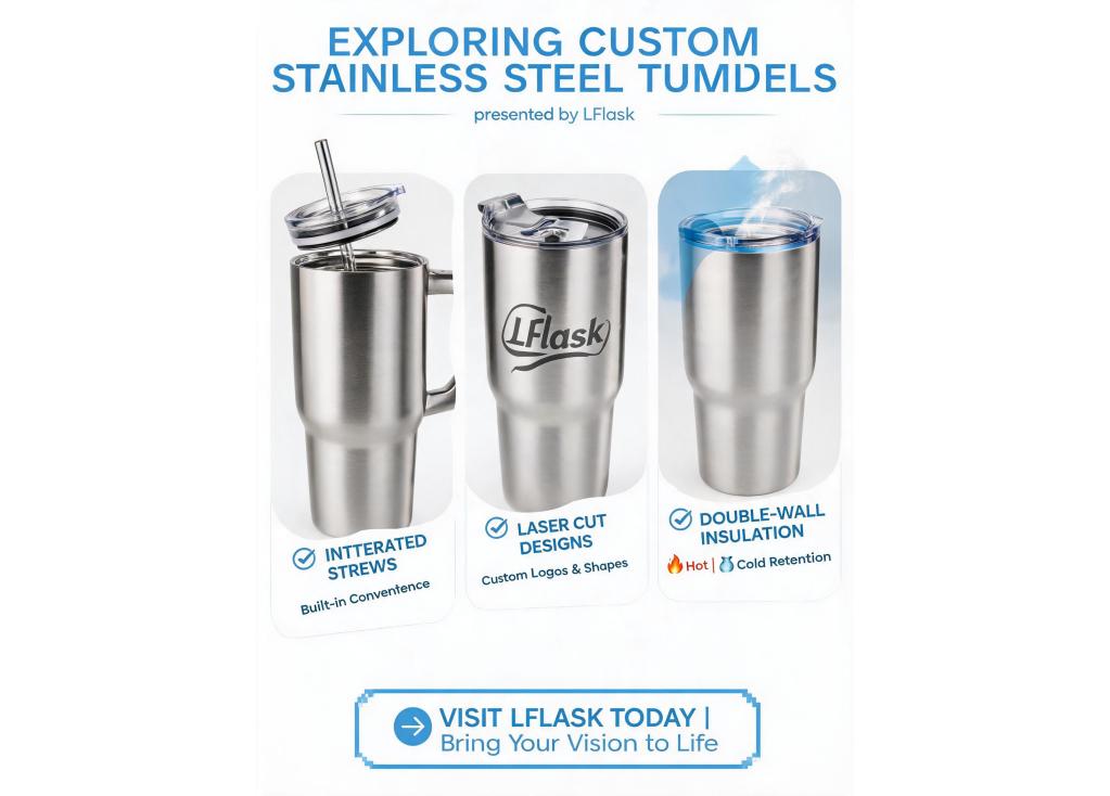 What are the capabilities for producing custom stainless steel tumblers with unique shapes or specialized functions (like integrated straws)?