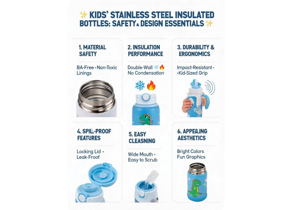 What safety and design considerations are paramount when manufacturing kids stainless steel insulated bottles?