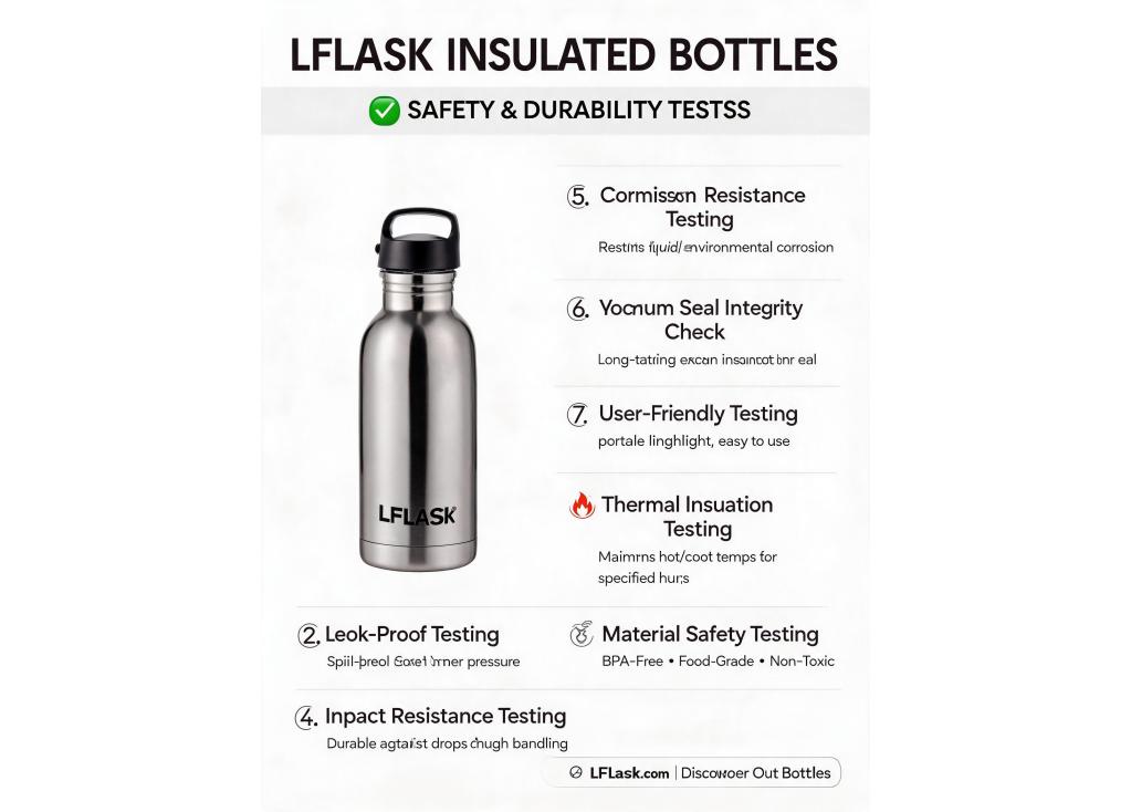 What safety and durability tests are conducted on your insulated bottles before shipment?