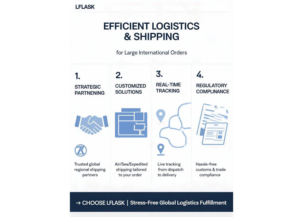 How do you manage logistics and shipping for large orders to various international destinations?