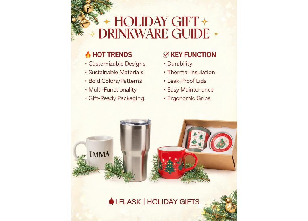 What are the popular trends and functional requirements for holiday gift drinkware sets?