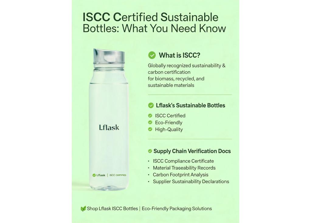 Can you supply ISCC certified sustainable bottles, and what documentation is provided to verify the sustainable supply chain?