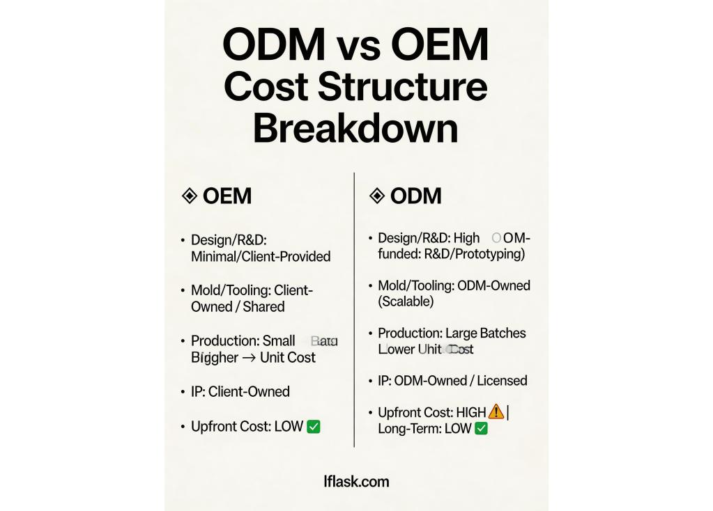 How does the cost structure break down for an ODM project versus a standard OEM order?