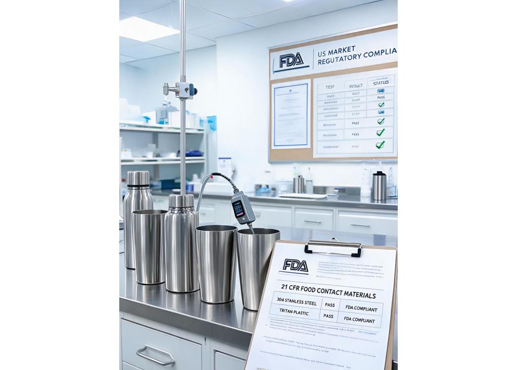 How can I ensure my custom drinkware meets FDA regulations for the US market?