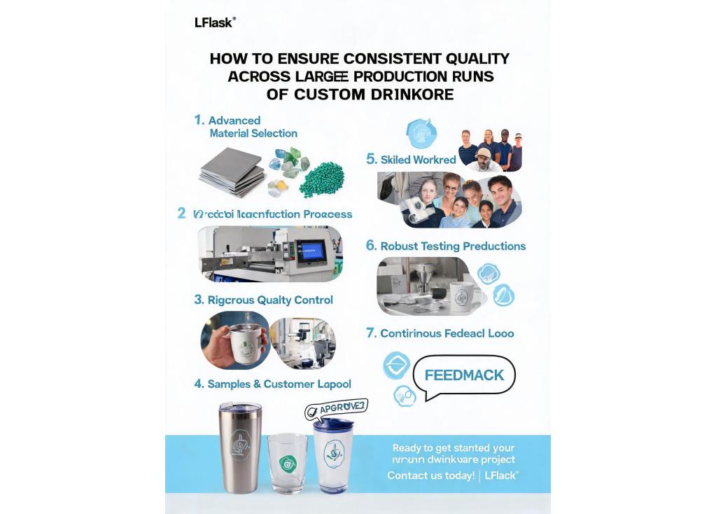 How do you ensure consistent quality across large production runs of custom drinkware?