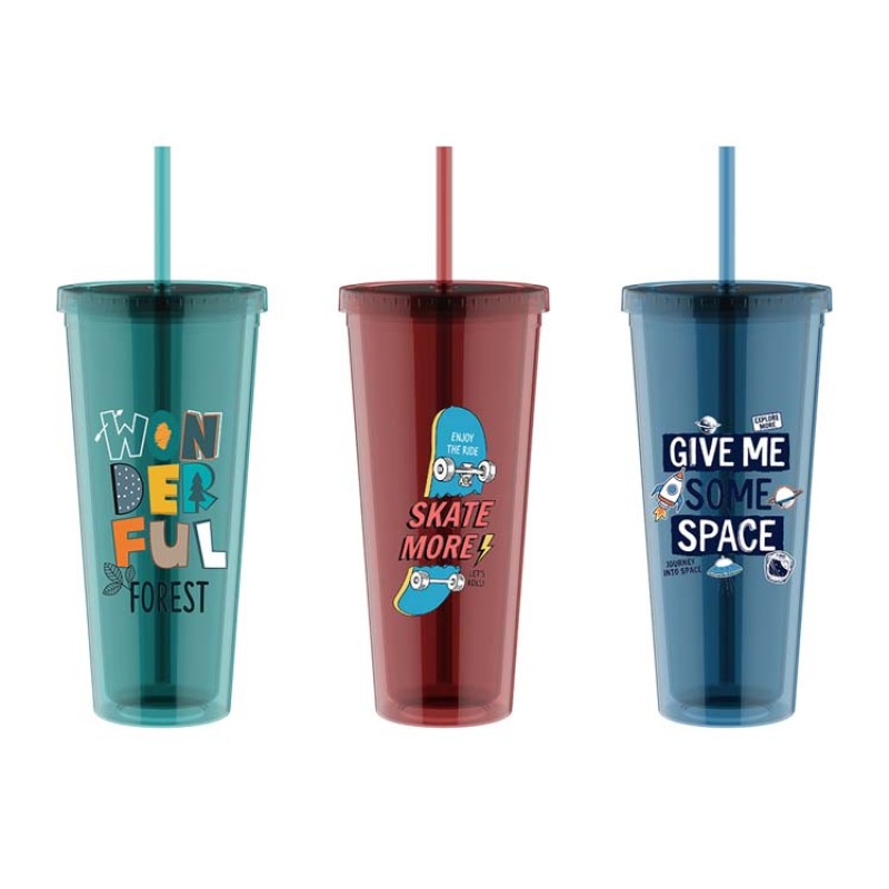 16oz/20oz/24oz Custom Printed Plastic Tumbler with Straw and Lid-AS Material-Actever A334004 Wholesale Drinkware