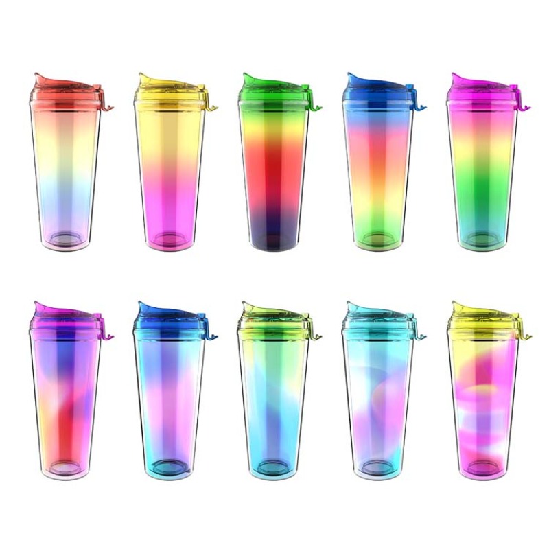 Wholesale 16/24oz Plastic Travel Mug – Custom Logo-Reusable Coffee Cup with Lid and Straw-Actever A17124, A17124-1