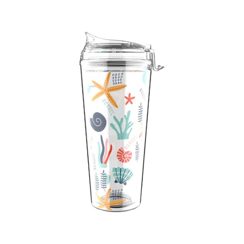 Wholesale 16/24oz Plastic Travel Mug – Custom Logo-Reusable Coffee Cup with Lid and Straw-Actever A17124, A17124-1