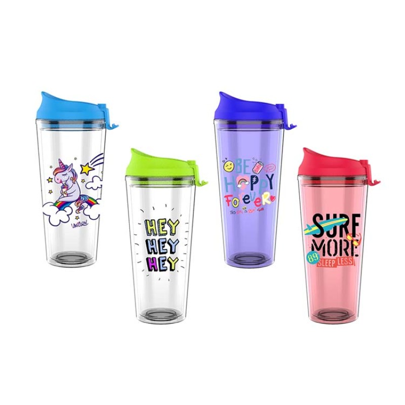 Wholesale 16/24oz Plastic Travel Mug – Custom Logo-Reusable Coffee Cup with Lid and Straw-Actever A17124, A17124-1