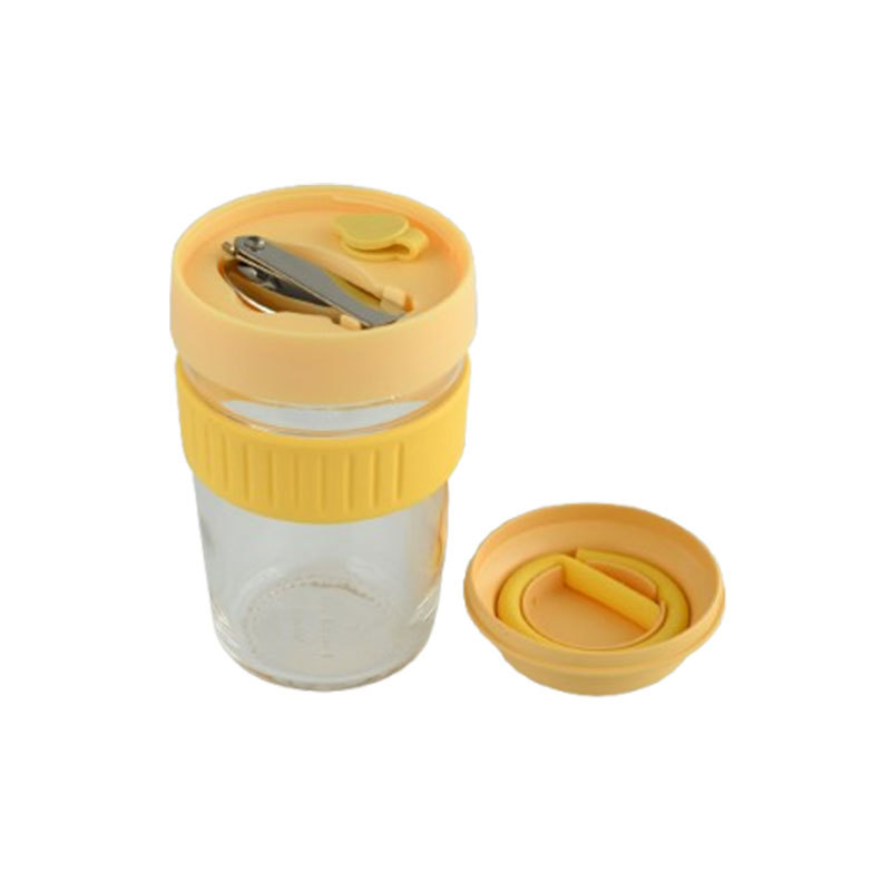 Students and Office Workers' Convenient 500ml Glass Oat Milk Yogurt Picnic Salad Cup with Cute Breakfast Lunch Boxes Included