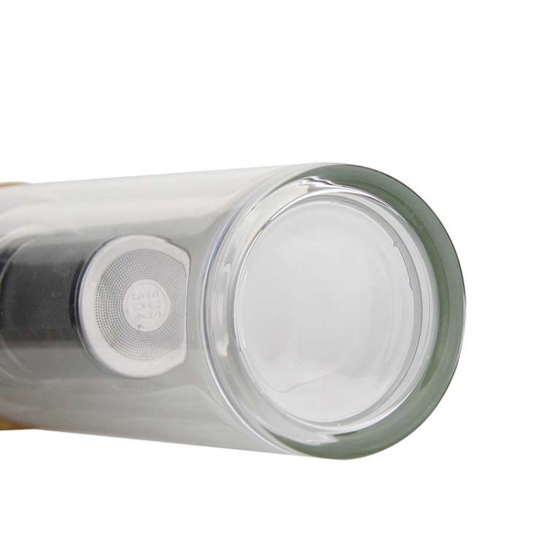 Actever A21062 320ml Double Walled Borosilicate Glass Tea Tumbler with 304 Stainless Steel & Bamboo Lid