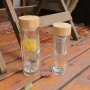 Actever A21062 320ml Double Walled Borosilicate Glass Tea Tumbler with 304 Stainless Steel & Bamboo Lid