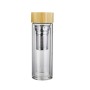 Actever A21062 320ml Double Walled Borosilicate Glass Tea Tumbler with 304 Stainless Steel & Bamboo Lid